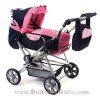 Bolso para cochecito de muñecas - Bayer Chic 2000 - Marino con mariposas y rosa a cuadros