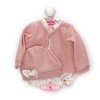 Ropa para muñecos Antonio Juan 40-42 cm - Conjunto de lana rosa con pelele estampado