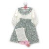 Ropa para muñecos Antonio Juan 52 cm - Colección Mi Primer Reborn - Camisa blanca con cuello verde de flores y falda verde de flores
