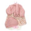 Ropa para muñecos Antonio Juan 52 cm - Colección Mi Primer Reborn - Vestido rosa de flores con chaqueta y gorro