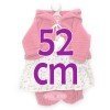 Ropa para muñecos Antonio Juan 52 cm - Colección Mi Primer Reborn - Vestido de flores con chaqueta y pantalón fucsia