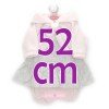 Ropa para muñecos Antonio Juan 52 cm - Colección Mi Primer Reborn - Vestido de flores gris con chaqueta y pantalones rosas