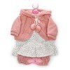 Ropa para muñecos Antonio Juan 52 cm - Colección Mi Primer Reborn - Vestido de pequeñas flores con chaqueta y pantalones color salmón