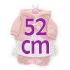 Ropa para muñecos Antonio Juan 52 cm - Colección Mi Primer Reborn - Vestido de pequeñas flores con chaqueta y pantalones color salmón
