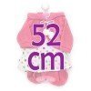 Ropa para muñecos Antonio Juan 52 cm - Colección Mi Primer Reborn - Vestido de lunares de colores con chaqueta y pantalones fucsia
