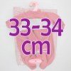 Ropa para muñecos Antonio Juan 33-34 cm - Pelele malva con gorro y toquilla