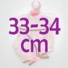 Ropa para muñecos Antonio Juan 33-34 cm - Pelele puntitos rosa-marrón con gorro