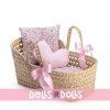 Complementos muñecas Así - Capazo palma rosa 50 cm