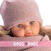 Muñeca Así 57 cm - Pepa con vestido de cuadros azules y gorro de lana rosa viejo