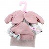 Ropa para muñecas Antonio Juan 26-27 cm - Conjunto de flores gris con chaqueta, gorro y manta rosa