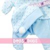 Ropa para muñecas Antonio Juan 26-27 cm - Pelele estampado de puntos azul con gorro