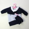 Ropa para muñecos Antonio Juan - Pelele, chaqueta, gorro y calcetines azul marino calado 40-42 cm
