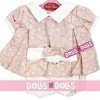 Ropa para muñecos Antonio Juan 40-42 cm - Vestido rosa y blanco estampado con diadema 