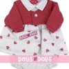 Ropa para muñecos Antonio Juan 40-42 cm - Vestido blanco de corazones con chaqueta coral