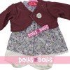 Ropa para muñecos Antonio Juan 33-34 cm - Conjunto estampado de flores con chaqueta color vino