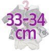 Ropa para muñecos Antonio Juan 33-34 cm - Conjunto estampado de flores con chaqueta gris y diadema
