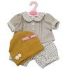 Ropa para muñecos Antonio Juan 40-42 cm - Conjunto de flores beige con gorro mostaza