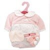 Ropa para muñecos Antonio Juan 33-34 cm - Conjunto estampado rosa y blanco con peúcos y braguitas