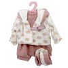 Ropa para muñecos Antonio Juan 40-42 cm - Conjunto rosa palo con chaqueta blanca estampada y peúcos