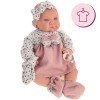Ropa para muñecos Antonio Juan 40-42 cm - Colección Sweet Reborn - Conjunto rosa-gris con topos negros