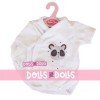 Ropa para muñecos Antonio Juan 40 - 42 cm - Colección Sweet Reborn - Body blanco con panda con pañal