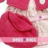 Ropa para muñecos Antonio Juan 33-34 cm - Conjunto estampado de flores con chaqueta frambuesa y gorro