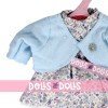 Ropa para muñecos Antonio Juan 33-34 cm - Conjunto estampado de flores con chaqueta celeste