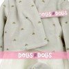 Ropa para muñecos Antonio Juan 40-42 cm - Conjunto blanco con chaqueta y peúcos grises con estampado de corazones