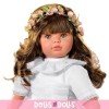 Muñeca Así 57 cm - Pepa Comunión entredós bordado con corona de flores y peana