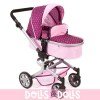 Cochecito Mika 74,5 cm convertible a sillita para muñecas - Bayer Chic 2000 - Lunares frambuesa-rosa 