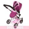 Cochecito Mika 74,5 cm convertible a sillita para muñecas - Bayer Chic 2000 - Lunares frambuesa-rosa 