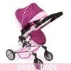 Cochecito Mika 74,5 cm convertible a sillita para muñecas - Bayer Chic 2000 - Lunares frambuesa-rosa 