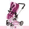 Cochecito Mika 74,5 cm convertible a sillita para muñecas - Bayer Chic 2000 - Lunares frambuesa-rosa 