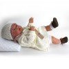 Mío Mío - Bebé Vestido beige punto calado Ribete rosa Muñeca