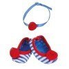 Zapatos y accesorios de 35 cm para muñeco Nenuco - Zapatos rayas azules y colgante