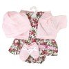 Ropa para Muñecas Llorens 33 cm - Conjunto estampado flores rosa con chaqueta, peúcos y gorro rosa