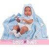 Muñeco Llorens 40 cm - Recién nacido Nico con toquilla celeste