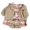 Ropa para Muñecas Llorens 42 cm - Conjunto estampado de cuadros con chaqueta y peúcos beige