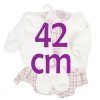 Ropa para Muñecas Llorens 42 cm - Conjunto estampado de cuadros con chaqueta y peúcos blancos