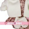 Ropa para Muñecas Llorens 42 cm - Conjunto estampado de cuadros con chaqueta y peúcos blancos