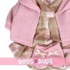 Ropa para Muñecas Llorens 42 cm - Conjunto estampado de cuadros con chaqueta y peúcos rosa