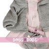 Ropa para Muñecas Llorens 42 cm - Conjunto estampado rosa con chaqueta y peúcos gris