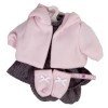 Ropa para Muñecas Llorens 42 cm - Conjunto estampado negro con chaqueta y peúcos rosa