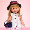 Muñeca Miel de Abeja 45 cm - Carolina con vestido blanco con botones rojos