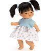 Muñeca Así 20 cm - Cheni con vestido de punto azul y pique blanco y gris