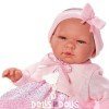 Muñeca Así 43 cm - María con vestido de flores rosa con chaqueta rosa