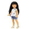 Muñeca Vestida de Azul 28 cm - Los Amigos de Carlota - Umi con jeans cortos y blusa estampada