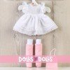 Ropa para Muñecas Así 40 cm - Vestido blanco, calentadores, botas de tela y bolso rosa para muñeca Sabrina