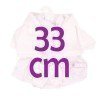 Ropa para Muñecas Llorens 33 cm - Conjunto estampado rosa con chaqueta y peúcos rosa
