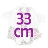 Ropa para Muñecas Llorens 33 cm - Conjunto estampado flores con chaqueta y peúcos blancos